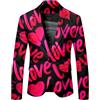 Beokeuioe Tuta da uomo con stampa a cuore, giacca da uomo, vestibilità normale, giacca hippie, giacca da uomo, blazer per matrimoni, feste, carnevale, balli, feste, smoking, Nero , 3XL