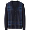 SWJGLITTR Cardigan da uomo casual Argyle Maglioni Button Up Misto Lana Giacca Scollo a V Morbido Maglia Plaid Tasche Maglioni, Camel5, 3XL