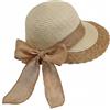 UTHDLM Cappello da Sole Donna in Paglia con Fiocco, Cappello da Spiaggia Estivo, Falda Extra Larga, Comodo e Traspirante, Protezione Solare, Vacanze, Mare, Parco(Beige)
