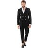 Giosal Abito Uomo Doppiopetto Vestito Completo Giacca Pantaloni Bottoni Metallo Melangiato Elegante Vari Colori (IT, Numero, 50, Regular, Regular, Nero)