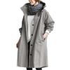 KBOPLEMQ Trench - Giacca a vento lunga da donna, doppiopetto, antivento, elegante, lunga con cappuccio, per autunno e primavera, cappotto leggero, con risvolto classico, con tasche, O grigio., XL