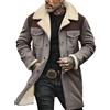 Meaunzyl Giubbotto Invernale Uomo Giacca Vintage in Pelle Scamosciata Colletto rovesciato Giubbino Giacchetto Boscaiolo Foderata in Pile Caldo Lavoro Cappotto Con Bottone e Tasche Sherpa Termica Morbido