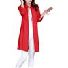 KIJSKKOPO Cardigan Donna,Cardigan da Donna A Cascata Leggero in Chiffon con Maniche A 3/4, Verde con Bottoni, Trench, Giacca, Camicia Lunga Casual Estiva, Top per Bikini, Copricostume, Rosso L