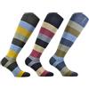 CALZE PRESTIGE (3 PAIA) Calze uomo lunghe a righe alte in morbidissimo cotone pettinato- 100% Made in (Brescia) Italy (A6)