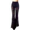 iB-iP Donna Pantaloni Flare Sottile Occhiello Pizzo Crochet Trasparenti, Taglia: M, Nero