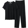 Generic Pigiama con Bottoni Donna Pigiama da Donna Set 2 Set Coordinato Top a Maniche Corte e Pantaloni con Pantaloncini Donna Estivi Pigiama Donna Sensuale (Black, L)