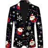 Generico Vestiti eleganti uomo Giacca da uomo con bottoni e bavero natalizio con stampa di fiocchi di neve di Natale stile(Navy L)
