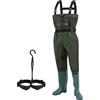 Aopunly Pantaloni da pesca da uomo Nylon 70 Denari PVC Pantaloni da pesca impermeabili con Stivali in gomma Tasche e ganci per la pesca Agriturismo