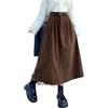 DSFDFDG Gonna Lunga in Velluto a Coste Vintage da Donna, Autunno Inverno, Vita Alta, gonne a Pieghe, Streetwear, Tutto Abbinato, Linea ad A, Midi(Black,S)