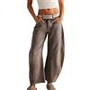 MASUCOR Jeans Barrel Pantaloni Larghi a Vita Bassa da Donna Gamba Larga Streetwear Pantaloni Corti Casual Pantaloni Vintage Barrel da Donna Retrò Tinta Unita Casual con Tasche(Brown,S)