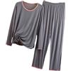 YONGHONGKEJI Pigiama Donna Lungo Pigiama da Donna in Modal, Elasticizzato, A Maniche Lunghe, Pigiama da Notte, Pigiama da Notte, Due Pezzi, Comodi Pigiami e Set da Salotto, Colore Cachi M