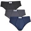 Fontana Calze 12 Paia di Slip Uomo in Cotone Fantasia a Righe Taglia 62