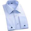 Mnjyihy Camicia Elegante da Uomo Camicia Bianca A Maniche Lunghe Formale con Bottoni Camicia con Gemelli vestibilità Regolare FS08 XL