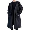JXQXHCFS Giacca da lavoro da uomo con cappuccio con tasche grandi e design a prova di mezza lunghezza tinta unita pratica tasca da lavoro, BK001, L