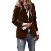 Generisch Blazer, giacca da donna sportiva, elegante, lunga, con bottoni, alla moda, in velluto, tinta unita, per il tempo libero, per l'autunno e l'inverno, marrone, L