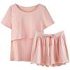 Nidddiv Pigiama Donna Con Abbottonatura Pigiama Maniche Pigiameria Allattamento Donne Camicia e Set T Baby Maternità Top Pantaloni Corti Maternità Abbigliamento Per Il Parto, Colore: rosa., M
