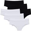 SNELLY Short Intimo Donna Mutande con Fascia Alta in Morbido Cotone e Modal di qualità Pacco da 6-9-12 Slip Bianco o Nero M1805 Taglia S M L Intimo di Marca Pratico, Comodo, Elasticizzato