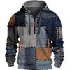 Generisch Felpa da uomo con cappuccio Xxxl - maglietta sportiva da uomo a maniche lunghe blu felpa patchwork top mezza zip felpa felpa felpa da uomo con cerniera lampo giacca leggera per le mezze stagioni, Blu