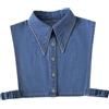 Asukohu Jeans da donna con risvolto finto colletto staccabile mezza camicia tinta unita denim girocollo rimovibile camicetta crop top decorativo inserto collare favore, B, M