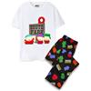 South Park Pigiama Uomo | Adulti Bianco Graphic Tee & Nero Stampa all Over Gamba Lunga Pantaloni Pigiama | Cartman Kenny Stan Kyle Divertente Cartone Animato Merchandise Regalo per Lui