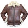 CHAYELL Bomber da uomo B3 RAF Aviator in montone bianco in montone WW2 pilota nero/marrone vera pelle di agnello, Marrone, XXX-Large