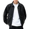Mymyguoe Giacca da motociclista da uomo, slim fit, in pelle, casual, vintage, da motociclista, con colletto rovesciato, casual, da motociclista, da pilota, Nero , 5XL