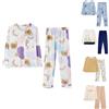 Generic Pigiama in cotone da donna, caldo e invernale, con scollo rotondo, set da 2 pezzi, comodo pigiama a maniche lunghe, abbigliamento da notte casual in misto cotone, Azzurro, XXL