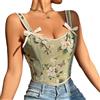 KMGDM Corsetto popolare Elegante Fiore Bustier per Femminile Francese Modellante Cintura LaceUp Serbatoi Top per Cosplay Partito Evento A Tema, Verde scuro, S
