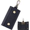 PAHVRION - Portachiavi da uomo, in vera pelle, con chiusura a vita, ideale come regalo per uomo - nero - Large