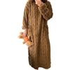BOLEXA Pigiama Invernale in Pile Corallo da Donna, Camicia da Notte Lunga, Pigiama con Tasche, Indumenti Caldi e Spessi for la casa(Coffee,L)