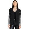 Allegra K Giacche da Festa da Donna Giacca a Maniche Lunghe con Paillettes Lucide Blazer Casual Scintillante Nero S