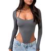 Generic Body a Maniche Lunghe da Donna, Body a Vita Alta con vestibilità Moderna, vestibilità Slim e Traspirante per l'abbigliamento da Club (L)