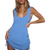 LOSVIP Abito Bikini da Spiaggia Copricostume da Donna Abito Canotta Copricostume all'Uncinetto con Coulisse Abiti Lunghi Spiaggia (Beige, One Size)