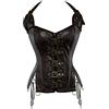 Hengzhifeng Corsetto Pelle Donna Bustino Corsetti Pirata Steampunk (EUR 32-34,Marrone)