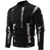 YOSUWOAI Maglione da uomo gotico punk grunge a maniche lunghe, girocollo, oversize, lungo strappato, vintage, a coste, Y2k, lavorato a maglia Harajuku Top invernale, O nero., L