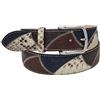 ESPERANTO Cintura 4 cm Patchwork in Pellle di Pitone,Struzzo e Bovina-soggetto Vela (TAGLIA 50-115 CM -GIROVITA 100 CM, Blu)