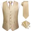 Generic Set di gilet da uomo in seta con motivo cachemire jacquard, giacca, cravatta, fazzoletto, gemelli, gilet da sposa color champagne, MJ-3228, XXL