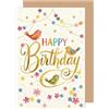 Edition Seidel Premium Biglietto di auguri di compleanno con busta. Auguri di buon compleanno Happy Birthday per uomo donna famiglia uccello fiori colorato (G4376 SW026)