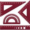 MSDADA Set di Strumenti per Geometria - Righello 15 cm in Lega di Alluminio, Goniometro, Triangoli 45°&60°, Set di 4 per Studenti della Scuola Media e Insegnanti (Fucsia)