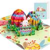 HOWAF Biglietti Auguri Pasqua, 3D Pop Up Biglietti Pasquali Coniglio Pasquale Uova di Pasqua Biglietto Pasqua, Biglietti Pasqua con Busta, 3D Biglietti Auguri di Buona Pasqua per Regali Pasquali