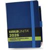 PRESTIGE & DELUXE Agenda 2026 BiGiornaliera Tinta Unita Pool Over 14,8x10,8 cm Blu Blocco fisso con matita copertina Similpelle + penna a scatto e segnalibro