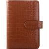 Generic Copertina per raccoglitore ad anelli A6 - In pelle PU con motivo coccodrillo, 6 anelli, ricaricabile, organizer per quaderno, copertina removibile (marrone)