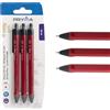 Pryma Penna Oil Gel Easy Set 3 Pezzi - Penna Gel 0,7 mm Colore Rosso, Scrittura Fluida e Preciso per Scuola e Ufficio