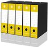 LogicaShop DOX Faldoni Portadocumenti Ufficio con Custodia, Raccoglitore ad Anelli A4, Dorso 8, Formato Commerciale, 32 cm Altezza, Classificatori Dossier Archivio Fatture e Documenti, 5 Pz (Giallo)