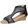 Generic Scarpe Platform Donna Sandalo Ortopedico Pacchetto casual da donna tacco inclinato fondo paillettes scarpe sandali da Sandali Trekking Comode Estive (Black 38)