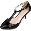 Gicoiz T Bar Tacco a Spillo Scarpe Donna Vernice Sandali Fibbia con Cinturino Alla Caviglia Festa Ballroom Dancing Latin Salsa Tango Scarpe da Sera Nero Numero 33 EU