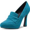 NobleOnly Donna Alto High Spillo Piattaforma Tacco Heel a Punta Pumps Slip-on da Matrimonio Ufficio Dress 10 CM Heels Scarpe Blu Scamosciato C 41 EU