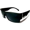 Locs Mens Flat Top Gangster Occhiali Da Sole Nero Argento Telaio 91026, Nero lucido, 5.5w x 1.75h
