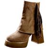 Generic Stivaletti da donna con tacco elegante, con tacco alto, con tacco alto, alla caviglia, con frange, gotico punk, con plateau, Nero , 38 EU