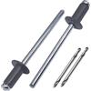 SKIR'CO (800 pz) Rivetti Ciecchi Verniciati 3,2 x 12 mm, Rivetti Ciecchi in Alluminio, DIN 7337, Testa a Cupola, Mandrin in Acciaio, Rivetti a Strappo (Grigio Antracite RAL 7016)